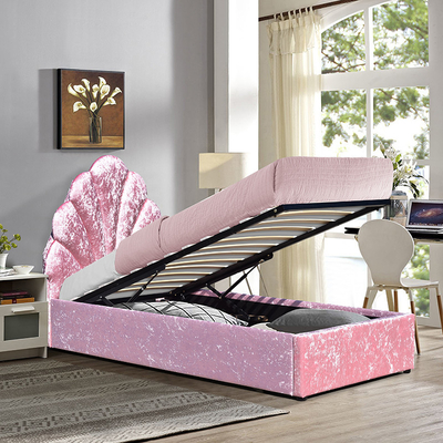 Singolo letto di stoccaggio dell'ascensore di gas del tessuto di rosa di dimensione per la camera da letto dei bambini
