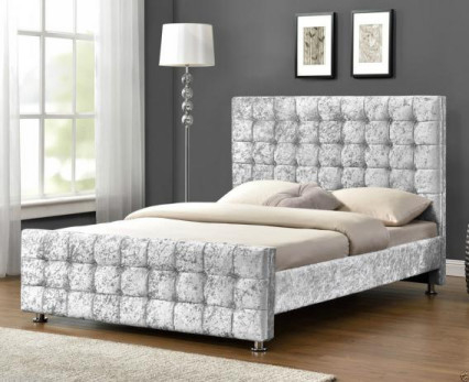 L'OEM ha ricoperto il certificato della struttura contabilità elettromagnetica del letto del tessuto del velluto di Grey King Size Bed Crush