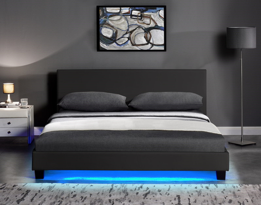 Compensato ricoperto di cuoio moderno della struttura del letto dell'unità di elaborazione con la struttura del letto del LED