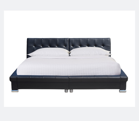 Compensato ricoperto di cuoio della struttura del letto dell'unità di elaborazione nero per la mobilia della camera da letto