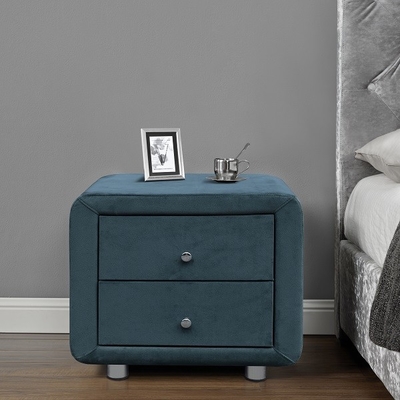 Tela di comodino ricoperta moderna del tessuto Grey Velvet Nightstand 2 cassetti