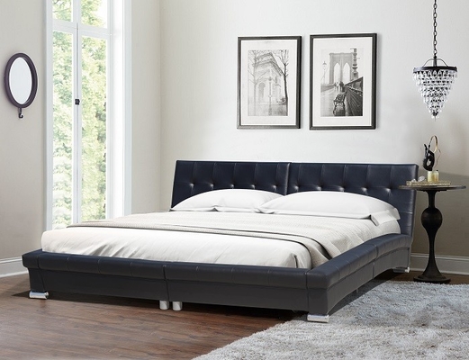 Re nero Size Curved Faux riveste di pelle la mobilia della camera da letto dell'insieme del letto