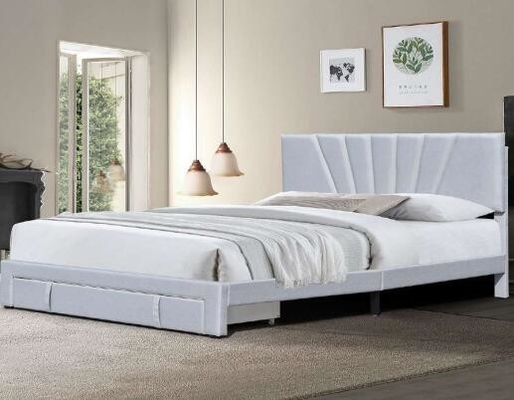 Il tessuto di cuoio moderno ha ricoperto il letto Grey Color With Drawer di stoccaggio