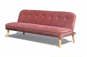 Divano letto pieghevole moderno in velluto rosa antico con gamba in legno per casa/appartamento/ufficio