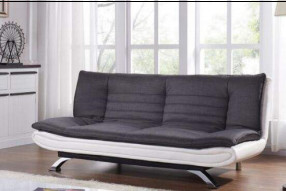 Faux bianco 3 trapuntati di cuoio Seater Sofa Bed With Chrome Feet del tessuto del carbone