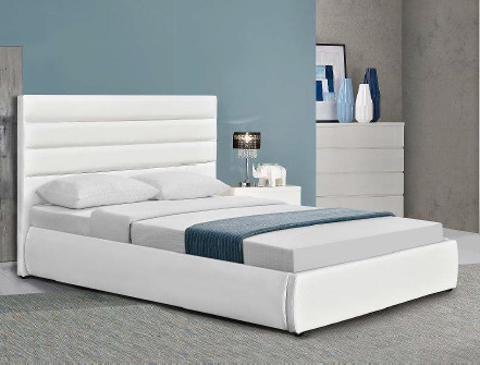 Letto di piattaforma ricoperto moderno con la testata bianca 50pcs MOQ