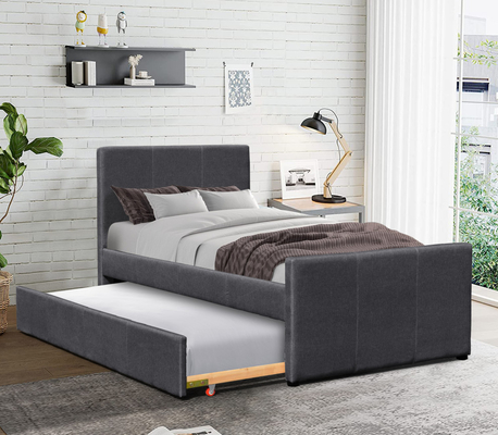 La struttura scura di Grey Linen Wooden Twin Daybed con allungabile far rotolare per la camera da letto