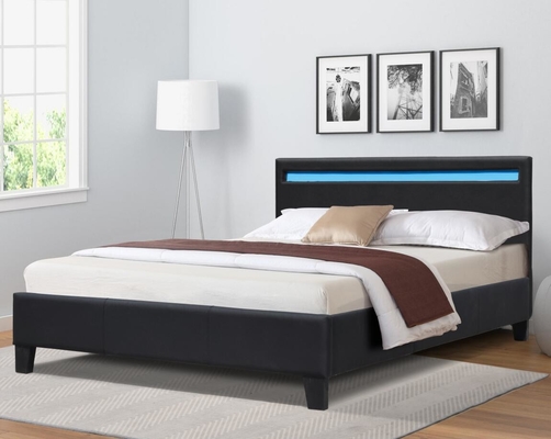 Letto imbottito in pelle a doppia taglia per camera da letto moderna