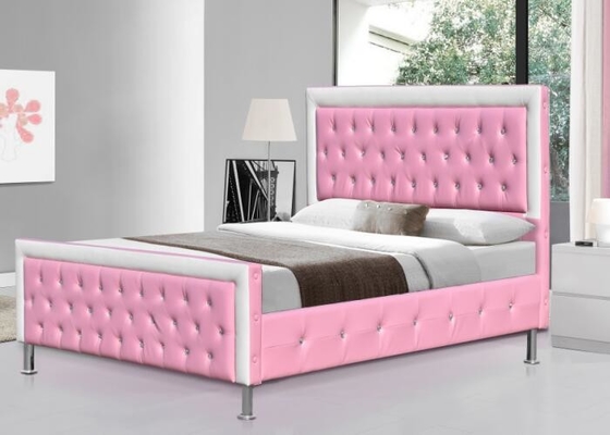 Dimensione di cuoio del Faux della struttura del letto ricoperta bambini rosa SF883 doppia