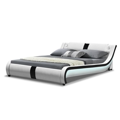 Di lusso di cuoio di re Bed Frame Curve del Faux moderno del LED ricoperto