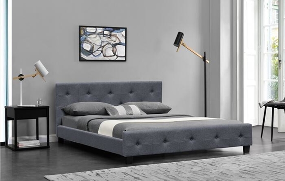 Struttura scura del compensato del letto di Grey Linen King Size Upholstered Sleigh