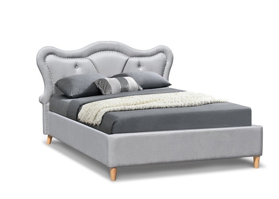I bambini di Nailhead hanno ricoperto la testata di Grey Linen Button Tufted Curved della disposizione del letto