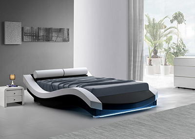 Letto romantico delle coppie dell'unità di elaborazione della regina di dimensione della camera da letto del compensato molle della mobilia con la luce del LED
