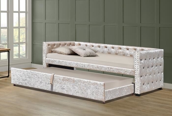 fondo di Grey Velvet Daybed With Trundle Tufed di schiacciamento di 3ft