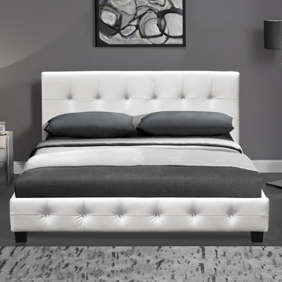 Letto di cuoio ricoperto bottone di Cristal