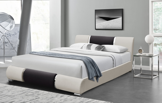 La struttura di cuoio del letto del Faux bianco nero ha ricoperto la piattaforma 160X200Cm