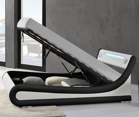 La piattaforma LED ha ricoperto la struttura del letto con il nero dell'unità di elaborazione dell'altoparlante di Bluetooth bianco