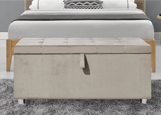 Velluto Toy Bench Plush Soft di Chesterfiled Grey Ottoman Storage Box Crushed
