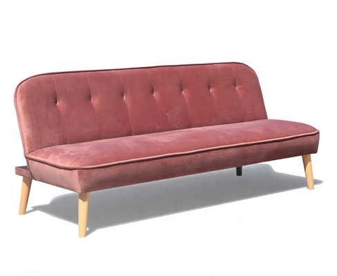 Copertura pieghevole schiacciata di Sofa Bed Dusty Rose Fabric del velluto con la gamba di legno