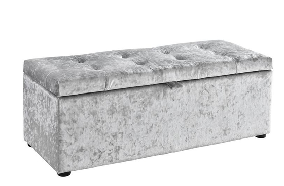 Schiacci la stanza d'argento di Toy Box For Bedroom Living del petto di stoccaggio dell'ottomano del velluto