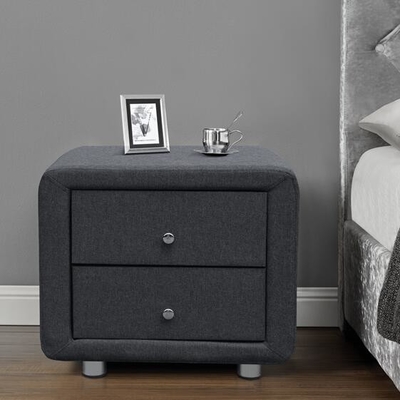Tela di comodino ricoperta moderna del tessuto Grey Velvet Nightstand 2 cassetti