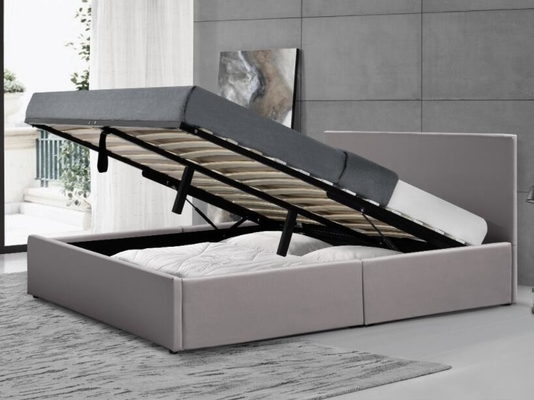 Doppio ricoperto Grey Plywood Faux Leather del letto di stoccaggio dell'ascensore di gas
