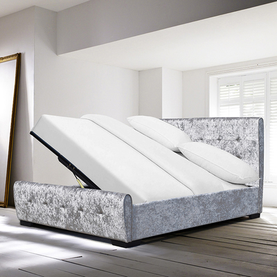 Il letto di stoccaggio aperto del ODM dell'OEM ha trapuntato il lato di Crystal Buttons Silver Crush Velvet