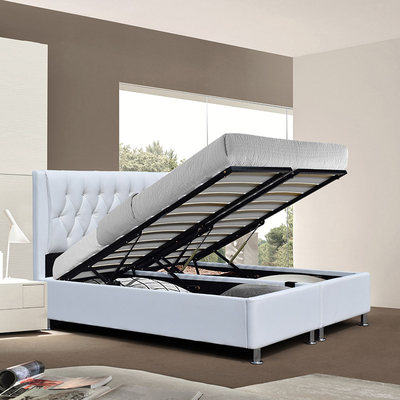 Cuoio bianco trapuntato del Faux della struttura di Diamond Buttons Upholstery Platform Bed