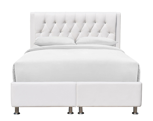 Cuoio bianco trapuntato del Faux della struttura di Diamond Buttons Upholstery Platform Bed