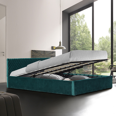Doppia dimensione del tessuto della tappezzeria del letto comodo verde di stoccaggio per la camera da letto