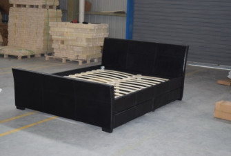 OEM del ODM ricoperto struttura del letto di piattaforma del tessuto della regina di Sunny Black Velvet Fabric Bed