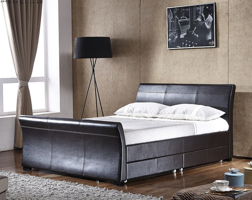 Il letto di cuoio dell'unità di elaborazione di stile europeo ha ricoperto la struttura del letto di stoccaggio del cassetto del compensato 4