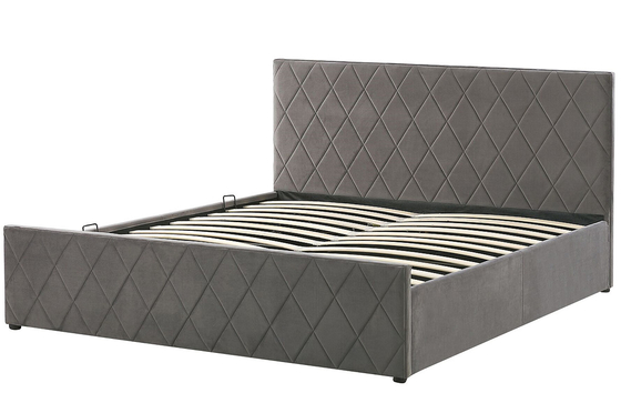 Stoccaggio ricoperto dell'ascensore di Grey Velvet Fabric With Gas della struttura del letto del compensato