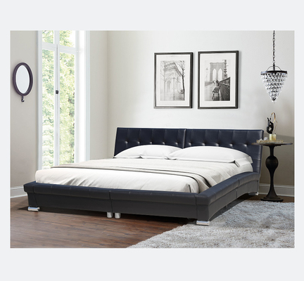 Compensato ricoperto di cuoio della struttura del letto dell'unità di elaborazione nero per la mobilia della camera da letto