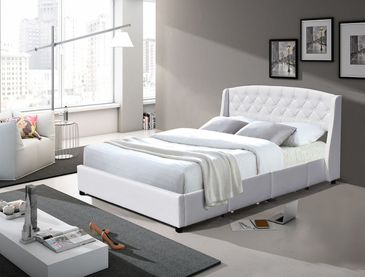 Letto matrimoniale di legno del MDF di dimensione moderna della regina con il cassetto della scatola di stoccaggio 4