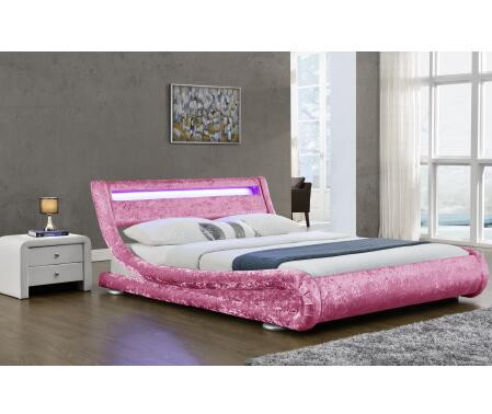 Letto del tessuto ricoperto velluto di cuoio di Curshed del Faux con la testata della luce del LED