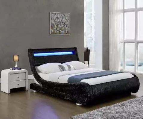 Letto del tessuto ricoperto velluto di cuoio di Curshed del Faux con la testata della luce del LED