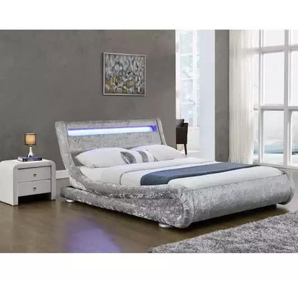 Letto del tessuto ricoperto velluto di cuoio di Curshed del Faux con la testata della luce del LED