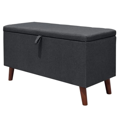 Panchetto pieghevole scuro di stoccaggio di Grey Fabric Storage Ottoman Hidden