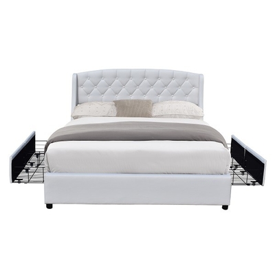 La dimensione di cuoio della regina del Faux di due orecchie del LED ha ricoperto il letto 4 che i cassetti mentali hanno trapuntato i bottoni