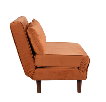 La piccola doppia piegatura Sofa Bed Orange Velvet Upholstered di 2 Seater far rotolare il posto letto per ricoveri giornalieri