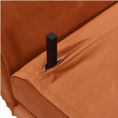 La piccola doppia piegatura Sofa Bed Orange Velvet Upholstered di 2 Seater far rotolare il posto letto per ricoveri giornalieri
