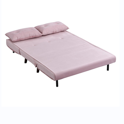 Tri pieghevoli ricoperti far rotolare il velluto rosa Sofa Bed Chair di Seater del posto letto per ricoveri giornalieri 2