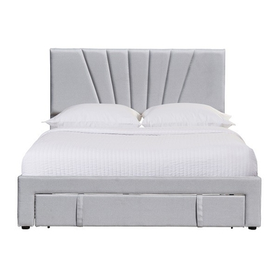 Letto ricoperto di cuoio Grey Color With Drawer ergonomico di stoccaggio del tessuto di dimensione della regina