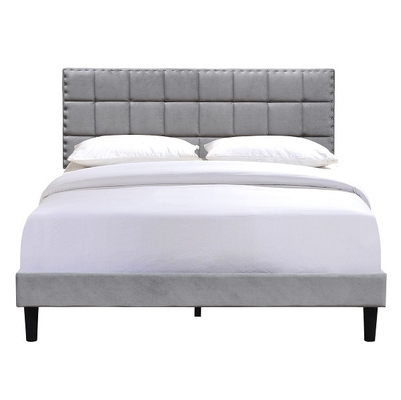 Struttura Grey With Adjustable Headboard Height scuro del letto ricoperta dimensione della regina