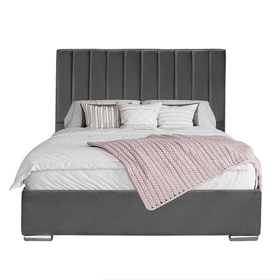 Cuoio del Faux del letto di stoccaggio di Grey Velvet Ottoman Gas Lift con l'alta testata