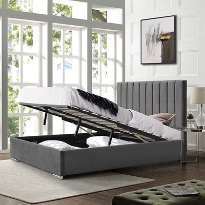 Cuoio del Faux del letto di stoccaggio di Grey Velvet Ottoman Gas Lift con l'alta testata