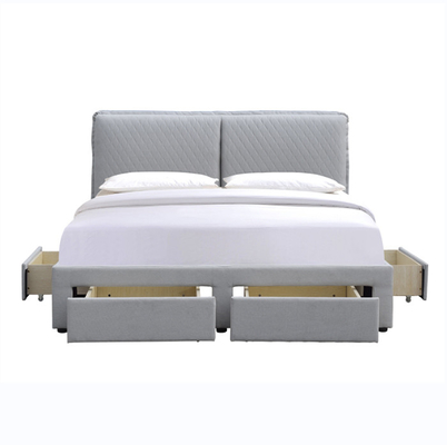 Doppia testata leggera dell'airbag di Grey Linen Tufted Storage Bed 180x200cm con quattro cassetti