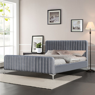 Letto di piattaforma di legno ricoperto moderno 160x200cm Grey Color King Size