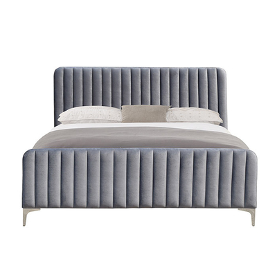 Letto di piattaforma di legno ricoperto moderno 160x200cm Grey Color King Size